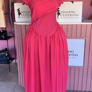 One-shoulder draped maxi dress (Pink)