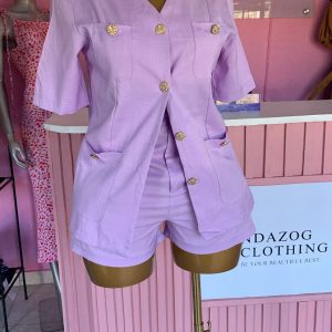 Purple Jacket and Shorts Set