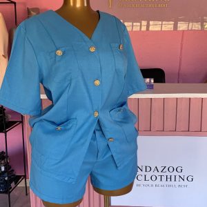 Blue Jacket and Shorts Set